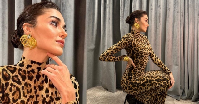 Hande Erçel leopar şıklığıyla göz doldurdu