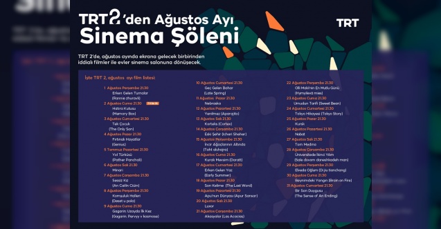 TRT 2'den festival tadında filmler